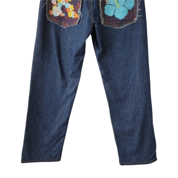 High Waist Wide Leg Button Fly  Embroidered  Jeans Size W30 L31 Designer… - Picture 8 of 12